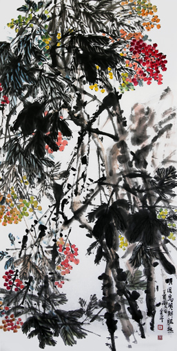 道金平作品《明目乌须解饥热》68×138cm 2017年 道金平作品《明目乌须解饥热》68×138cm 2017年