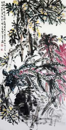 道金平作品《月待圆时花正好》68×138cm 2017年 道金平作品《月待圆时花正好》68×138cm 2017年