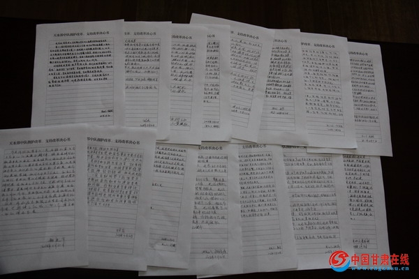 天水郡中队组织官兵签写支持改革 拥护改革决